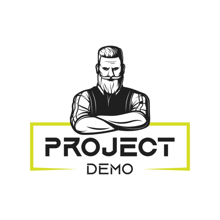 Project Demo logo featuring a bearded figure with arms crossed.