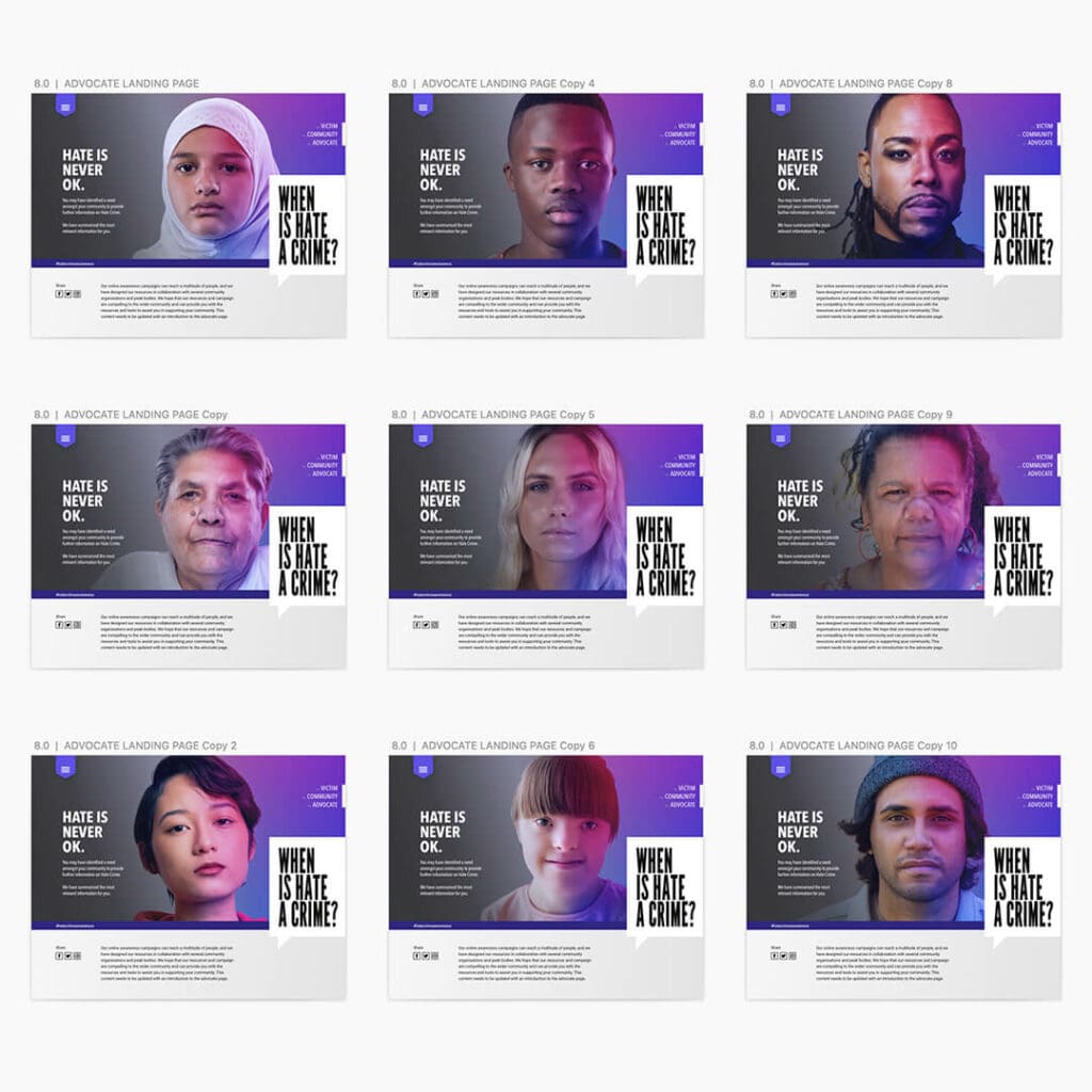 Digital advocacy against hate crimes featuring diverse individuals
